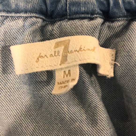 7FAM Off the Shoulder Ruffle Denim Top Medium - Picture 4 of 6